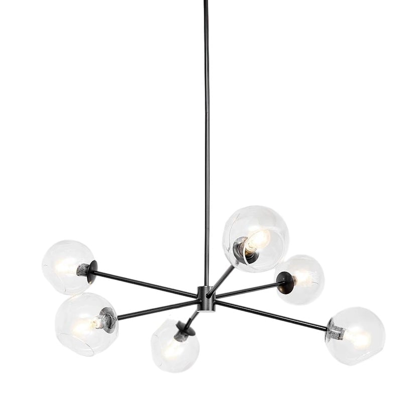 Glass Metal 6-Light Chandelier
