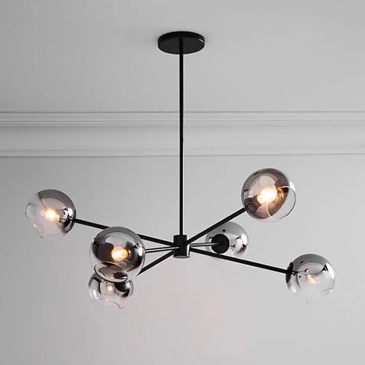 Glass Metal 6-Light Chandelier