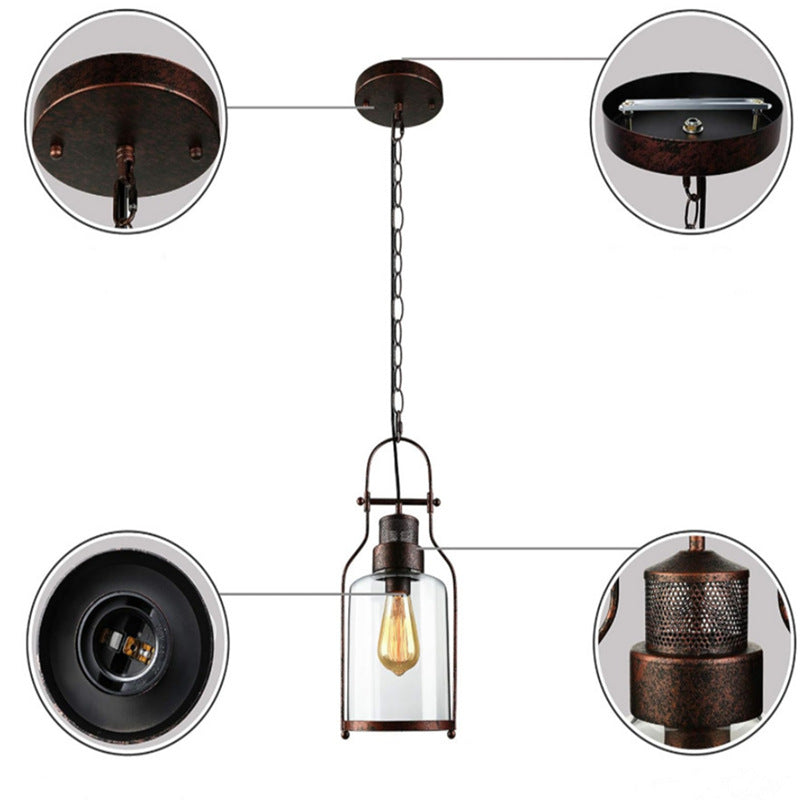 Vintage Iron Glass Jar Pendant Light