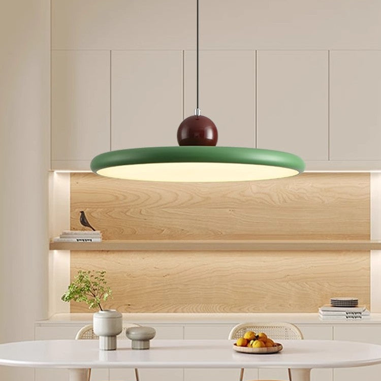 Lampadario a sospensione con piatto rotondo