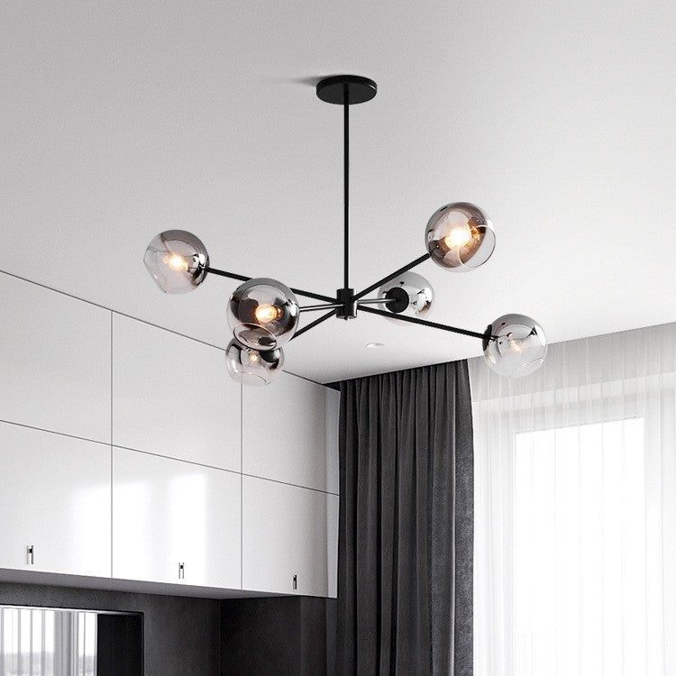 Glass Metal 6-Light Chandelier