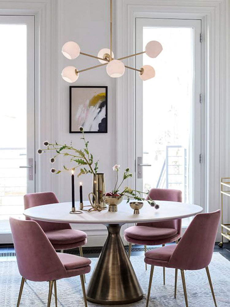 Glass Metal 6-Light Chandelier