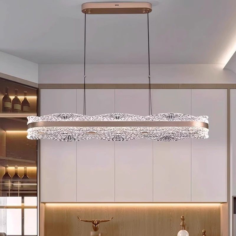 Double Crystal Ring LED Chandelier – Contemporary Round Pendant Light for High-End Living Spaces