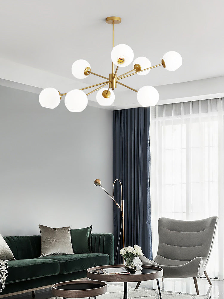 Glass Metal 6-Light Chandelier