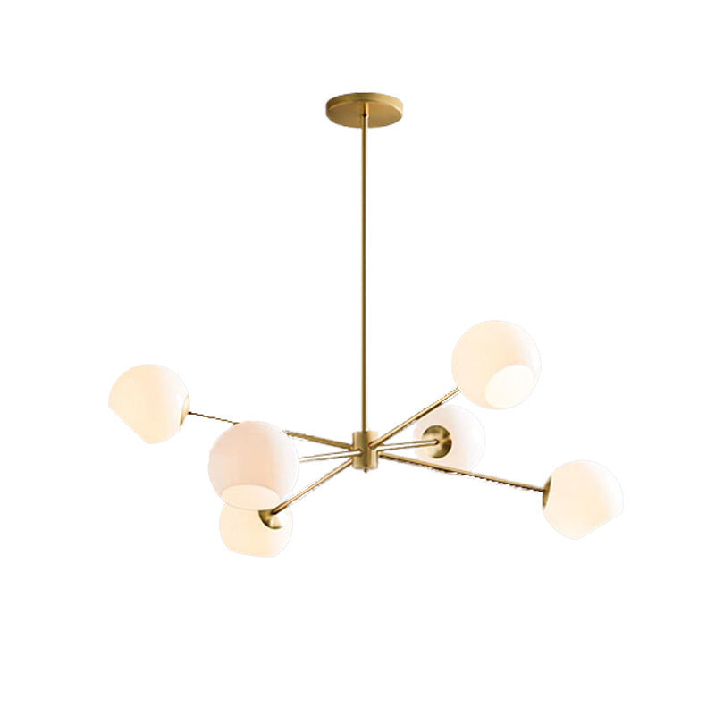 Glass Metal 6-Light Chandelier