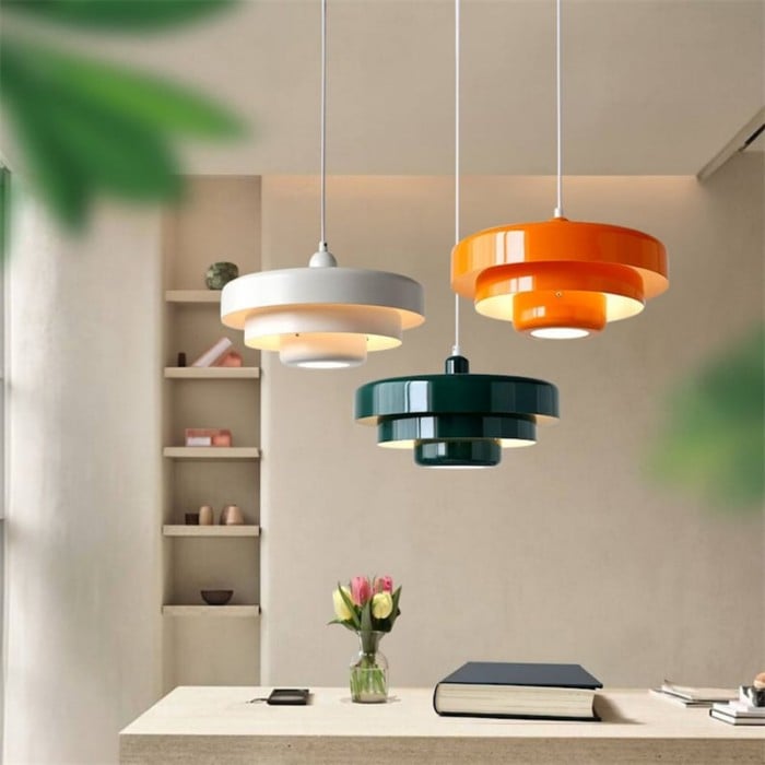 Nordic Vintage Multi-Layered Round Metal 1-Light Pendant Light