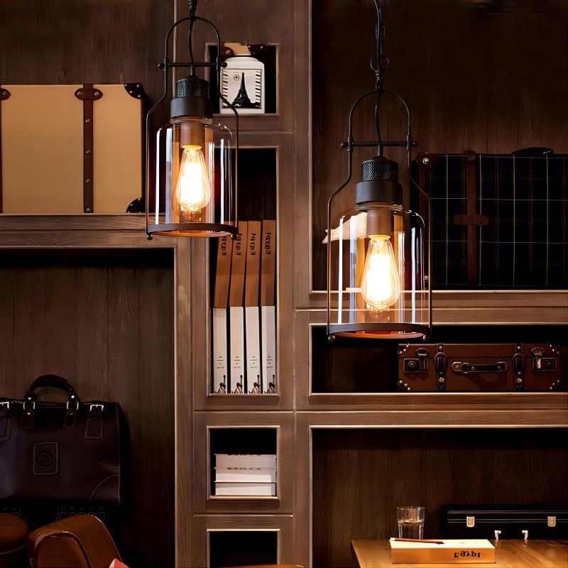 Vintage Iron Glass Jar Pendant Light