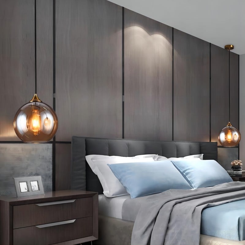 Industrial Glass Globe Pendant Light