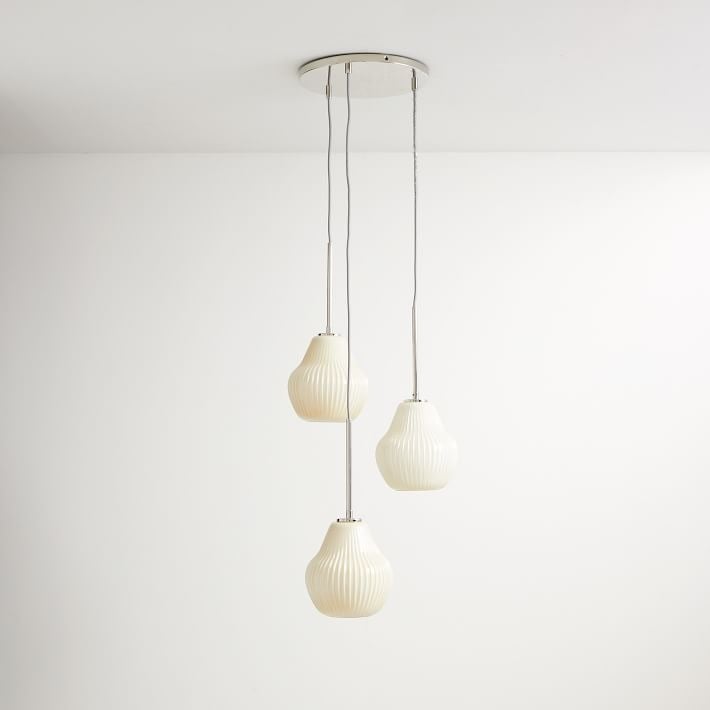 Ribbed Glass 3-Light Chandelier