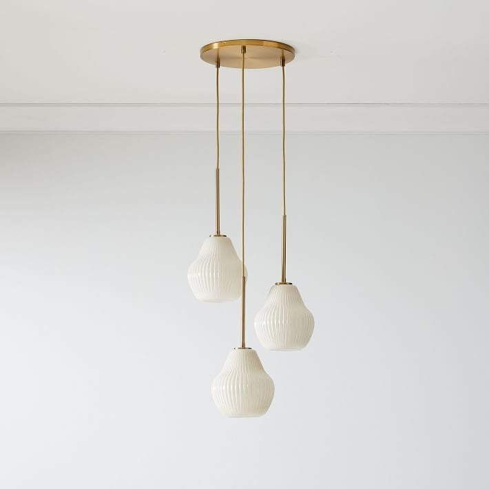 Ribbed Glass 3-Light Chandelier