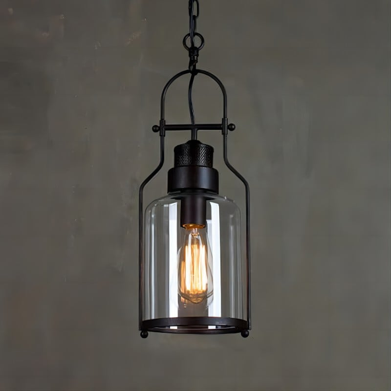 Vintage Iron Glass Jar Pendant Light