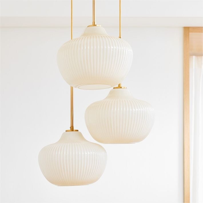 Ribbed Glass 3-Light Chandelier