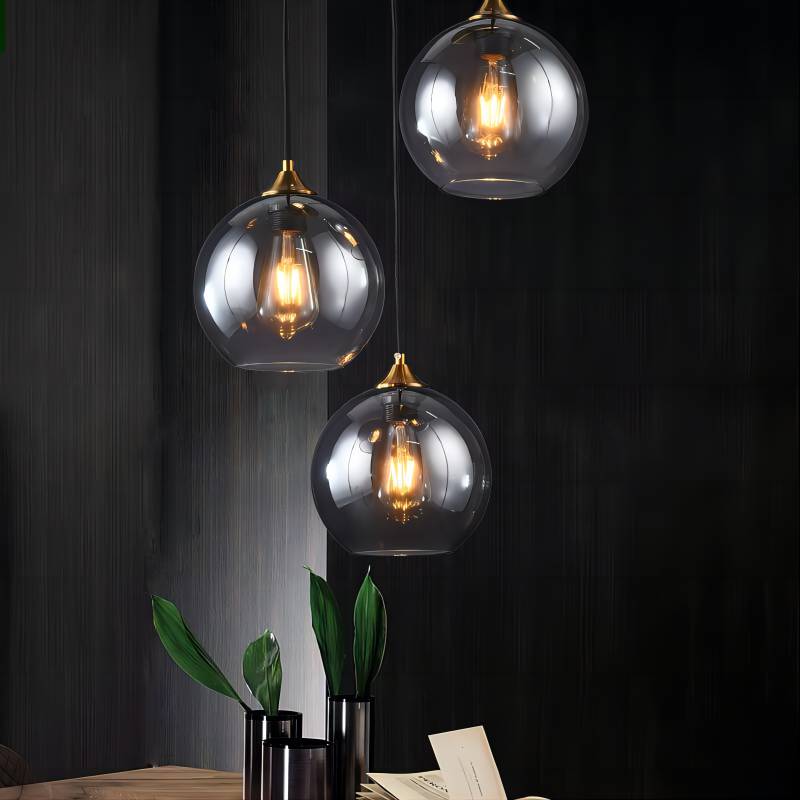 Industrial Glass Globe Pendant Light