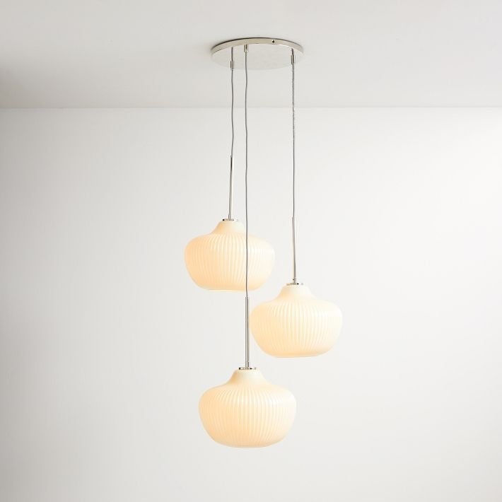 Ribbed Glass 3-Light Chandelier