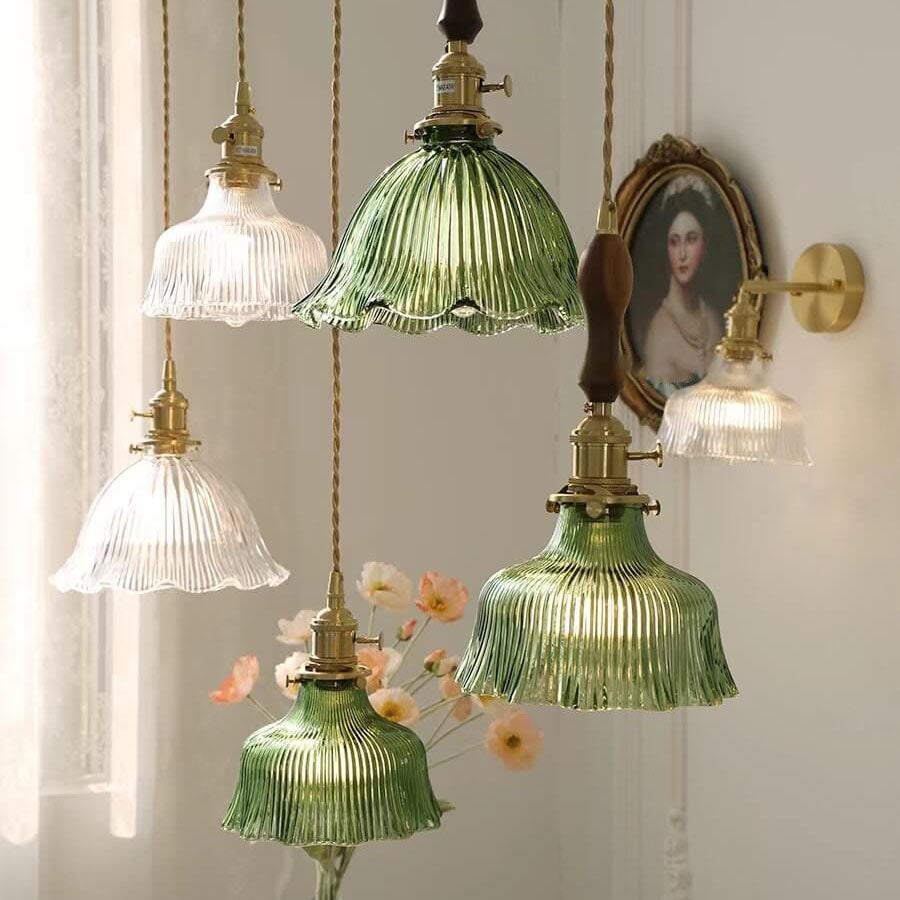 Nordic Walnut Glass Pendant Light