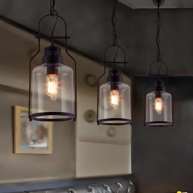 Vintage Iron Glass Jar Pendant Light