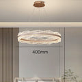 Double Crystal Ring LED Chandelier – Contemporary Round Pendant Light for High-End Living Spaces