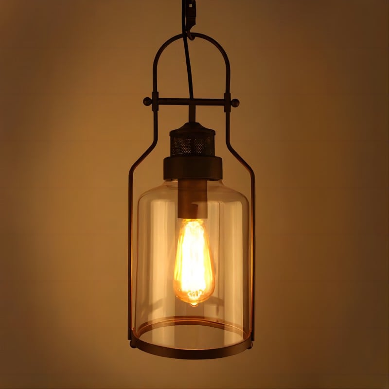 Vintage Iron Glass Jar Pendant Light
