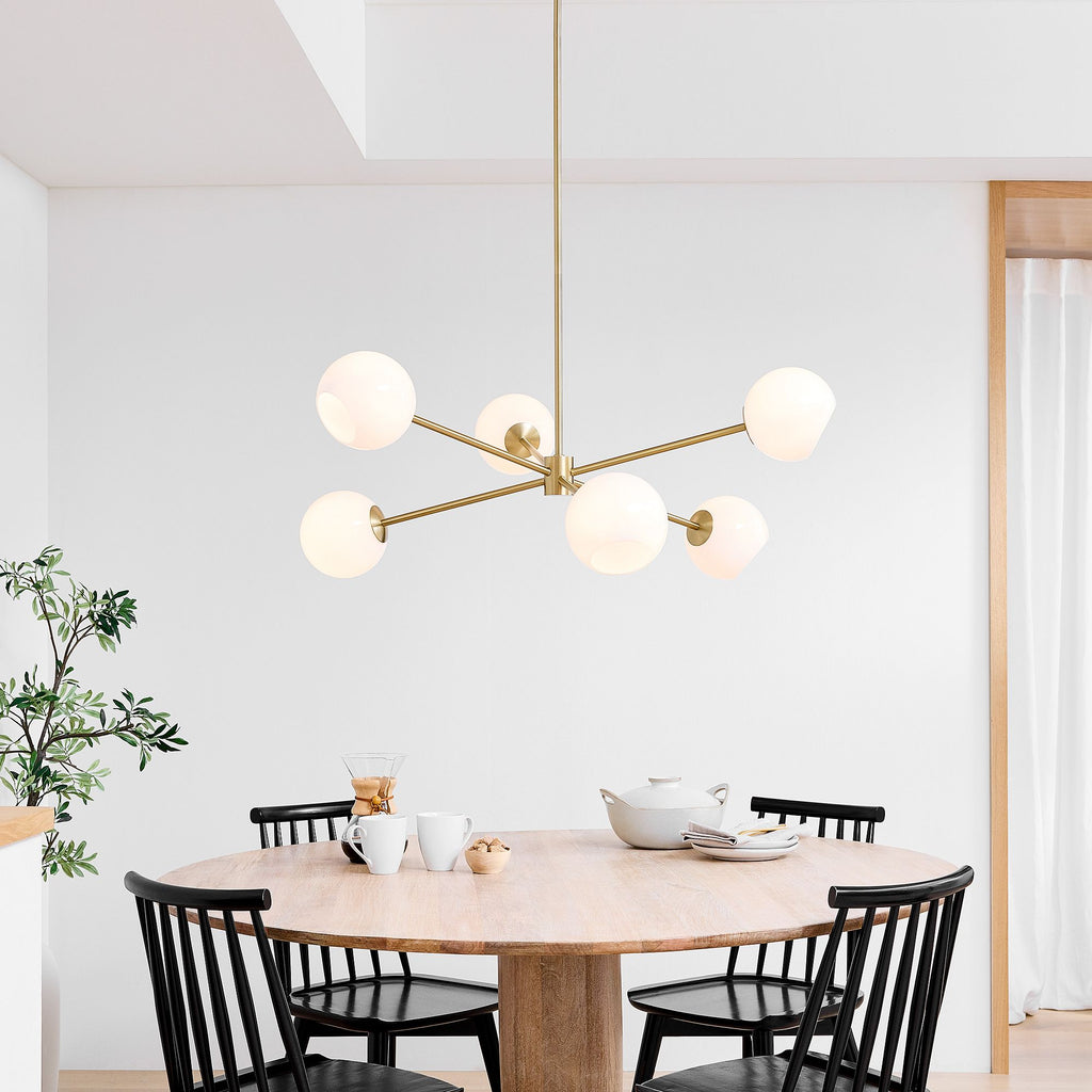 Glass Metal 6-Light Chandelier