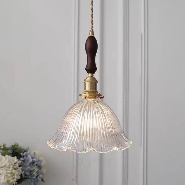 Nordic Walnut Glass Pendant Light