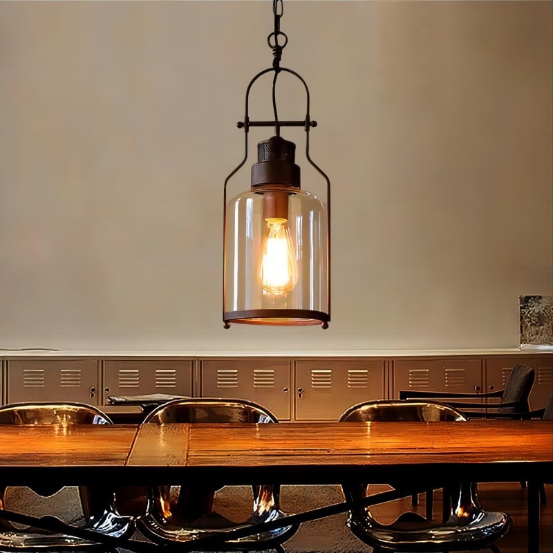 Vintage Iron Glass Jar Pendant Light