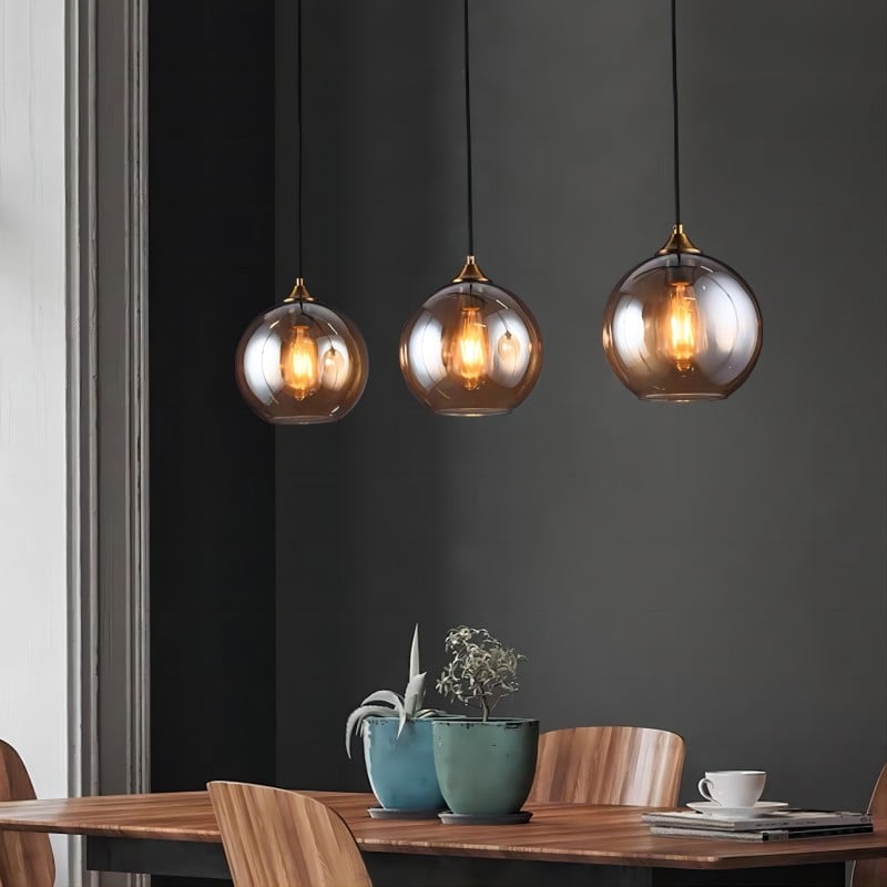 Industrial Glass Globe Pendant Light