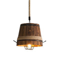 Wood Carved Barrel Pendant Lamp